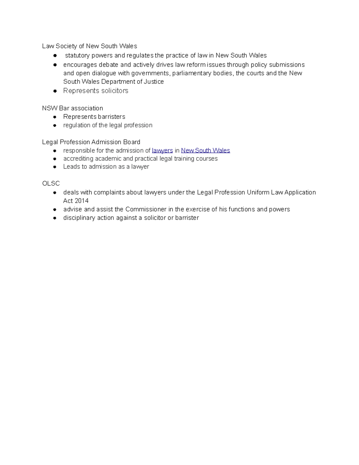Key Statutory Bodies Lecture notes Law Society of New South Wales statutory powers and Studocu