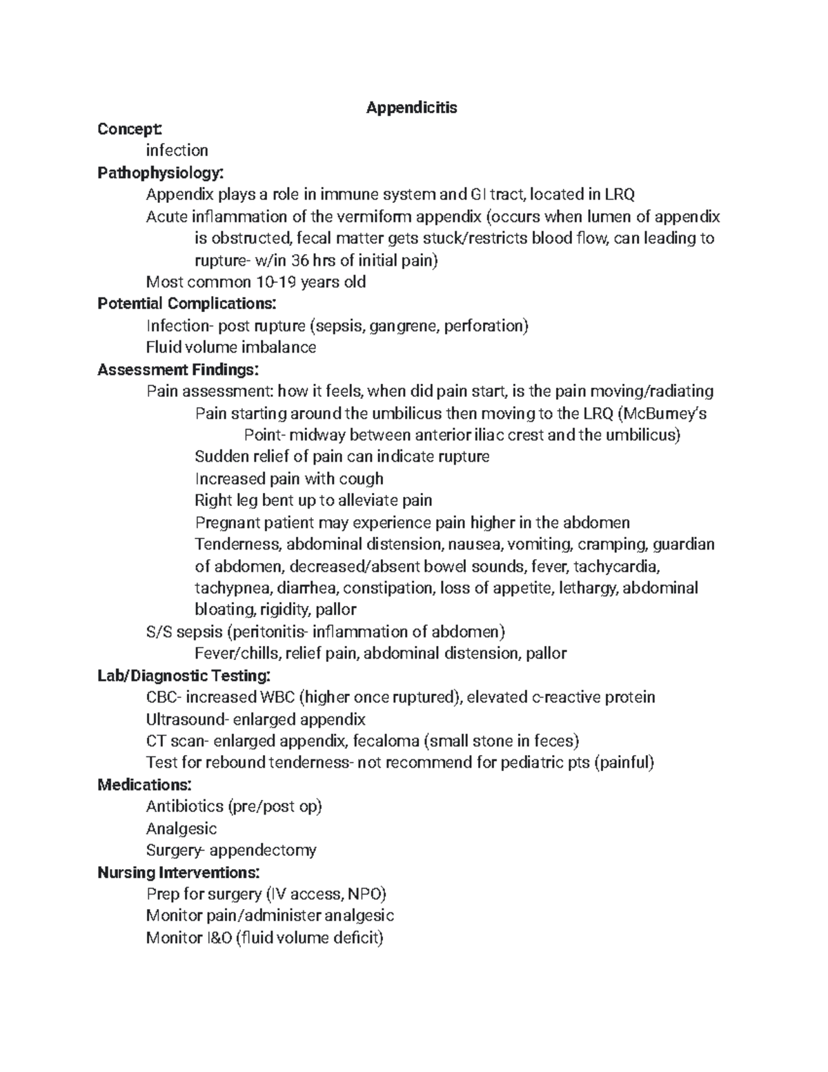 Appendicitis - Appendicitis Concept: infection Pathophysiology ...