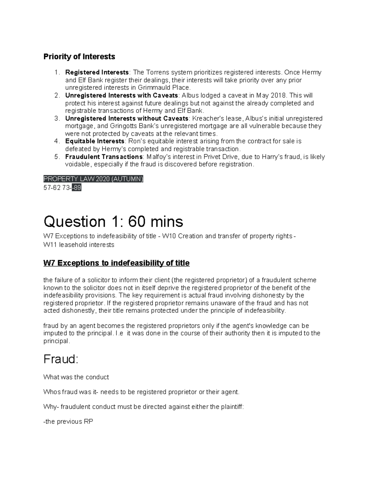 Property notes-24 - ####### Priority of Interests Registered Interests ...