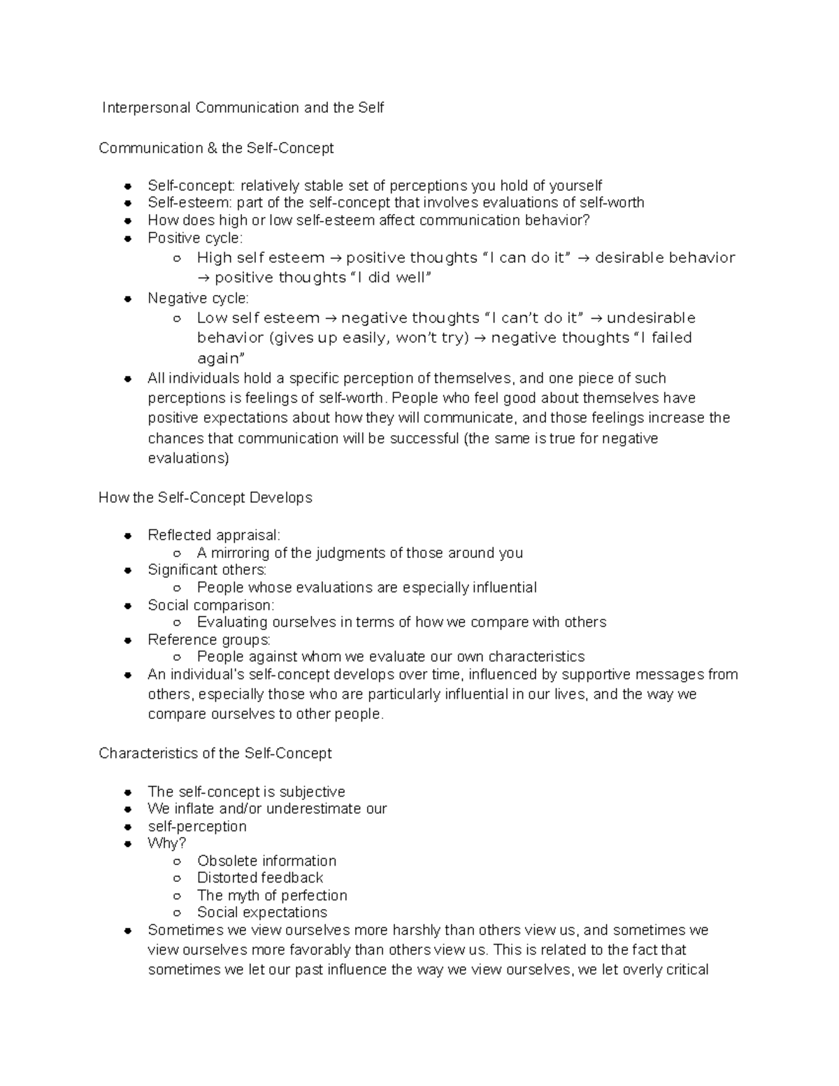 Chapter 3 Interpersonal Communication & The Self - Interpersonal ...