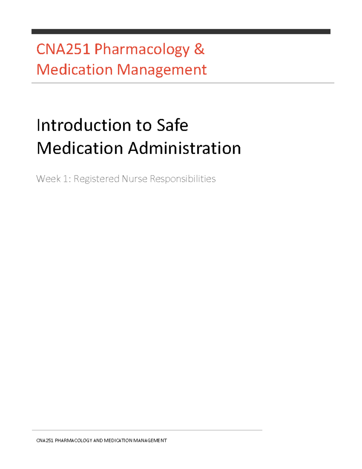 Wk 1 Students Workbook - Introduction To Safe Medication Administration ...