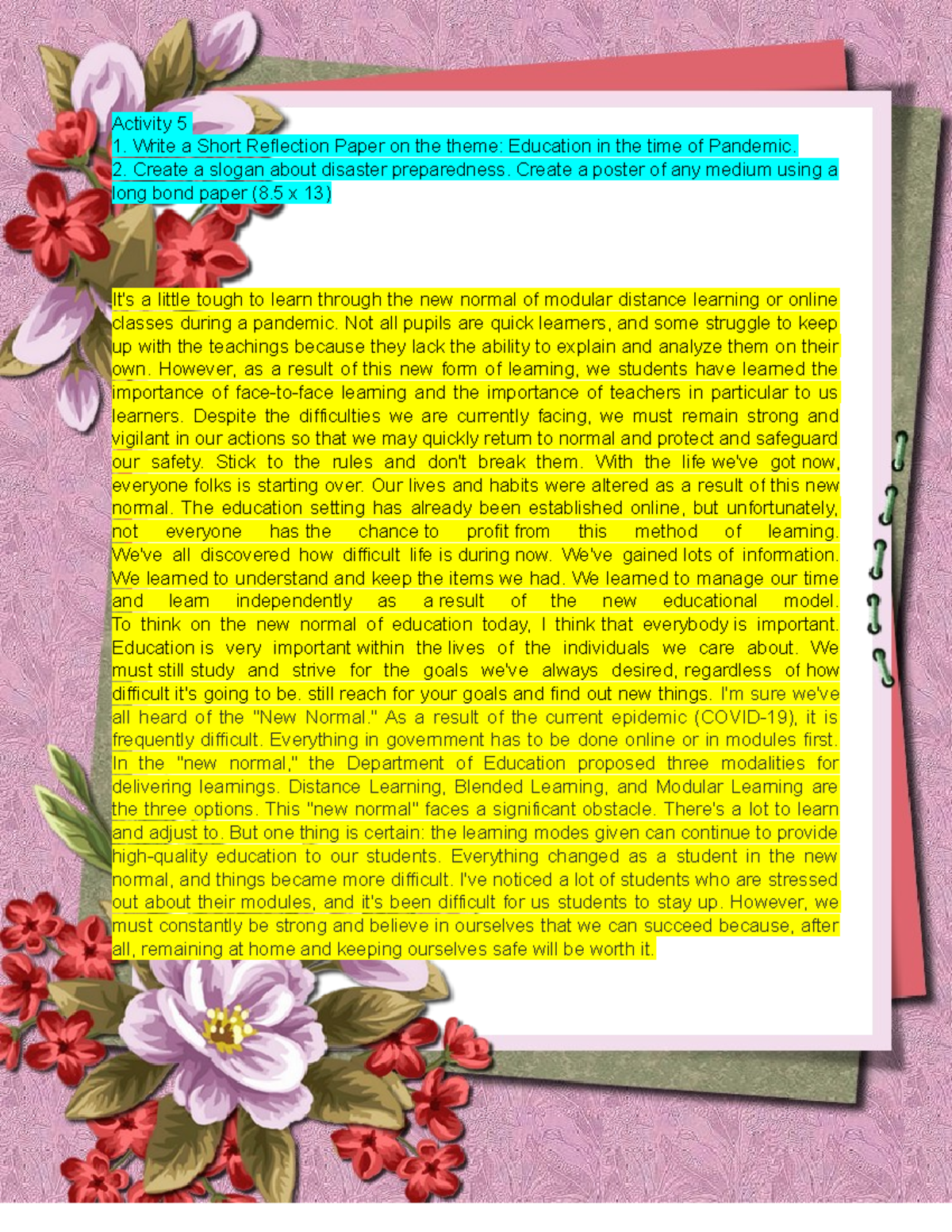 Cwts act 5 that will answer what you need - Activity 5 Write a Short ...