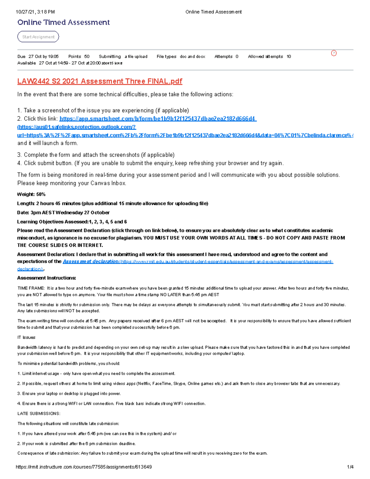 Online Timed Assessment - Take a screenshot of the issue you are ...