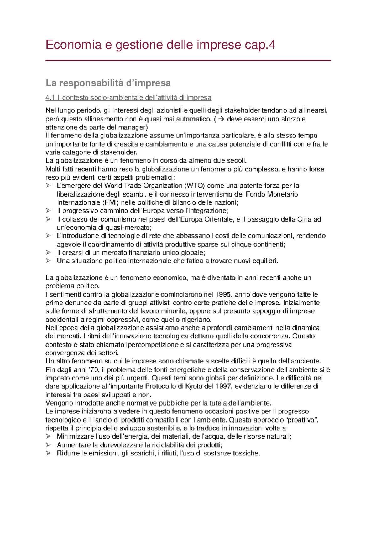 Egi capitolo 4 - riassunto - Economia e gestione delle imprese cap La 4 ...
