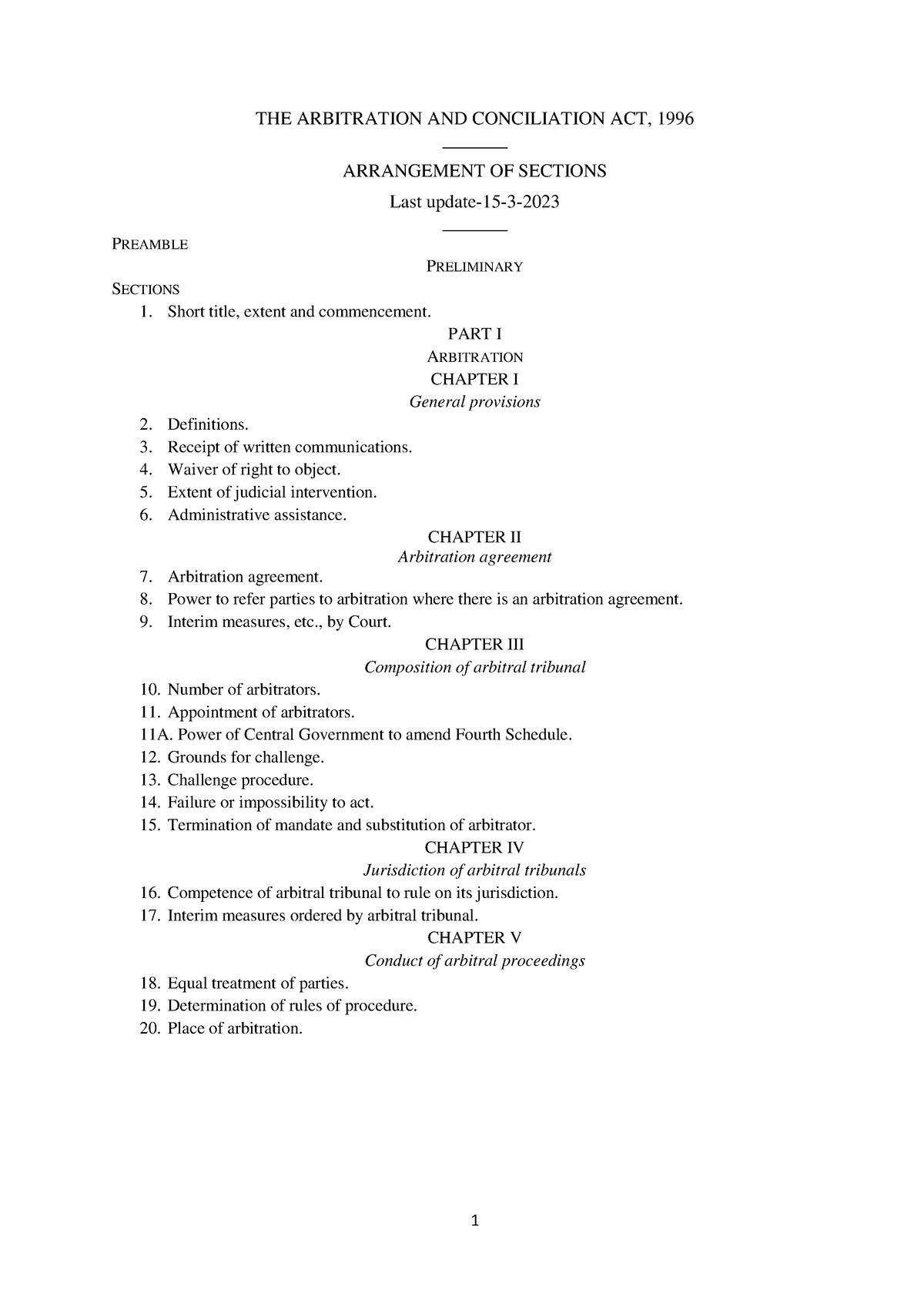 A1996-26 - THE ARBITRATION AND CONCILIATION ACT, 1996 ...