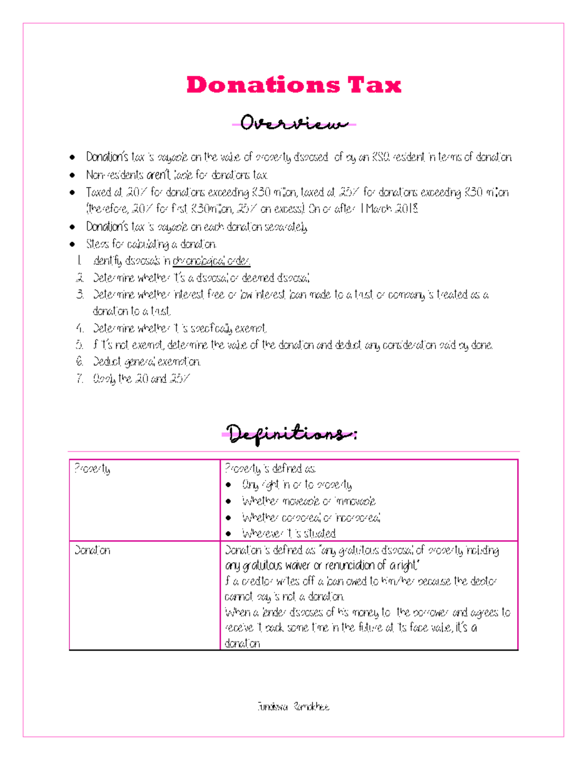 Donations Tax[4578] Donations Tax Donation9s tax is payable on the