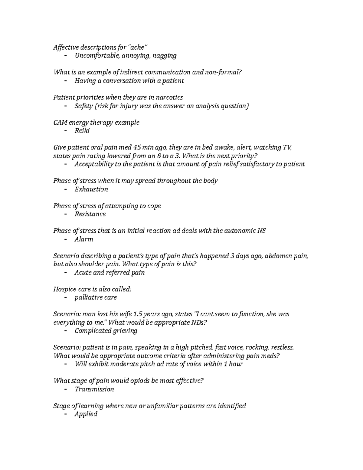 208 Exam 3 questions A - Susan Randal as professor - Affective ...