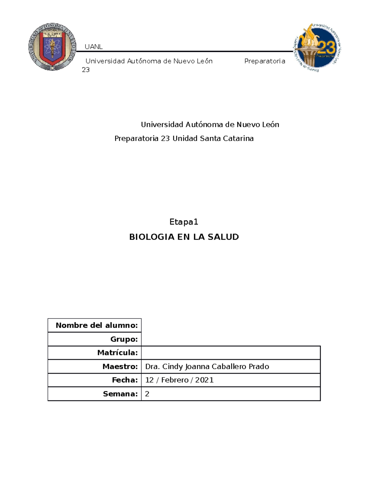 AR2 E1 - Actividad requisito 2 de la etapa 1 - UANL Universidad ...