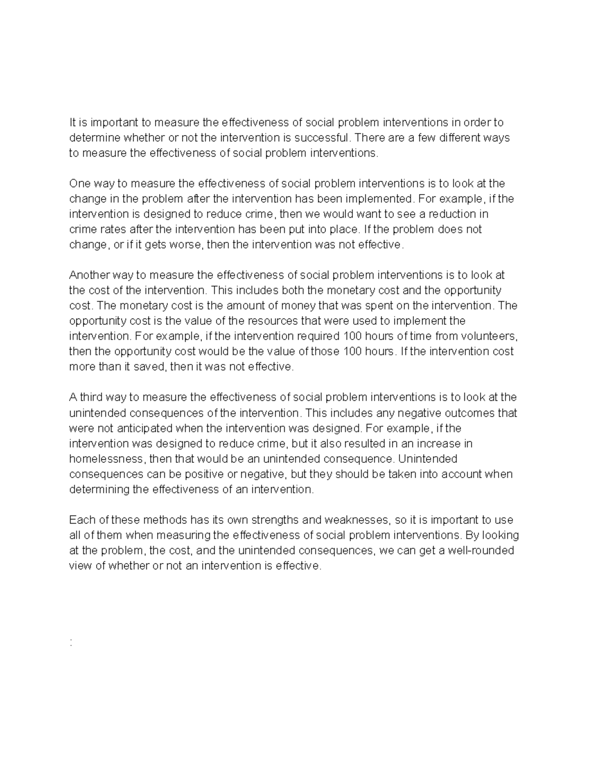 SOC270 course outline - It is important to measure the effectiveness of ...