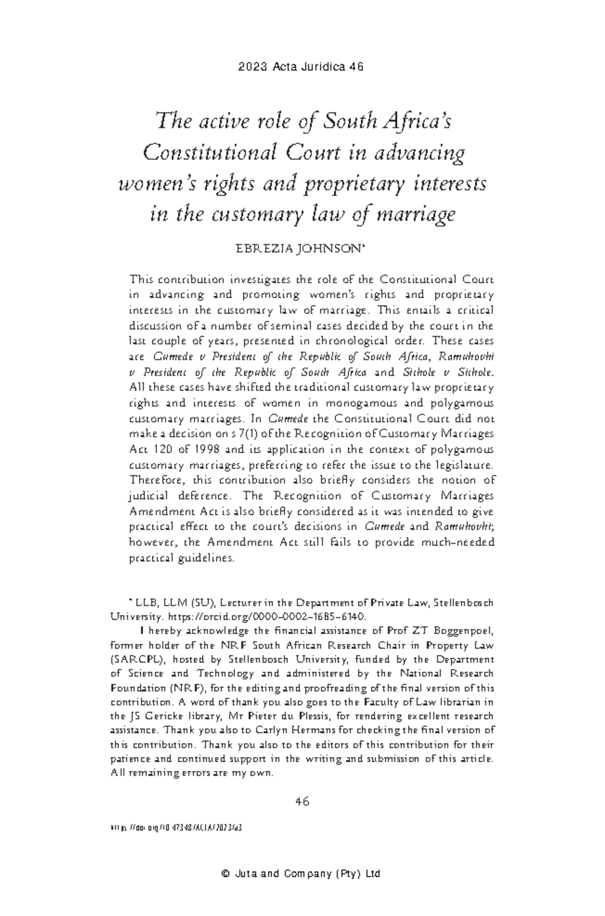 Johnson 2023 the active role of south africa s constitutional court