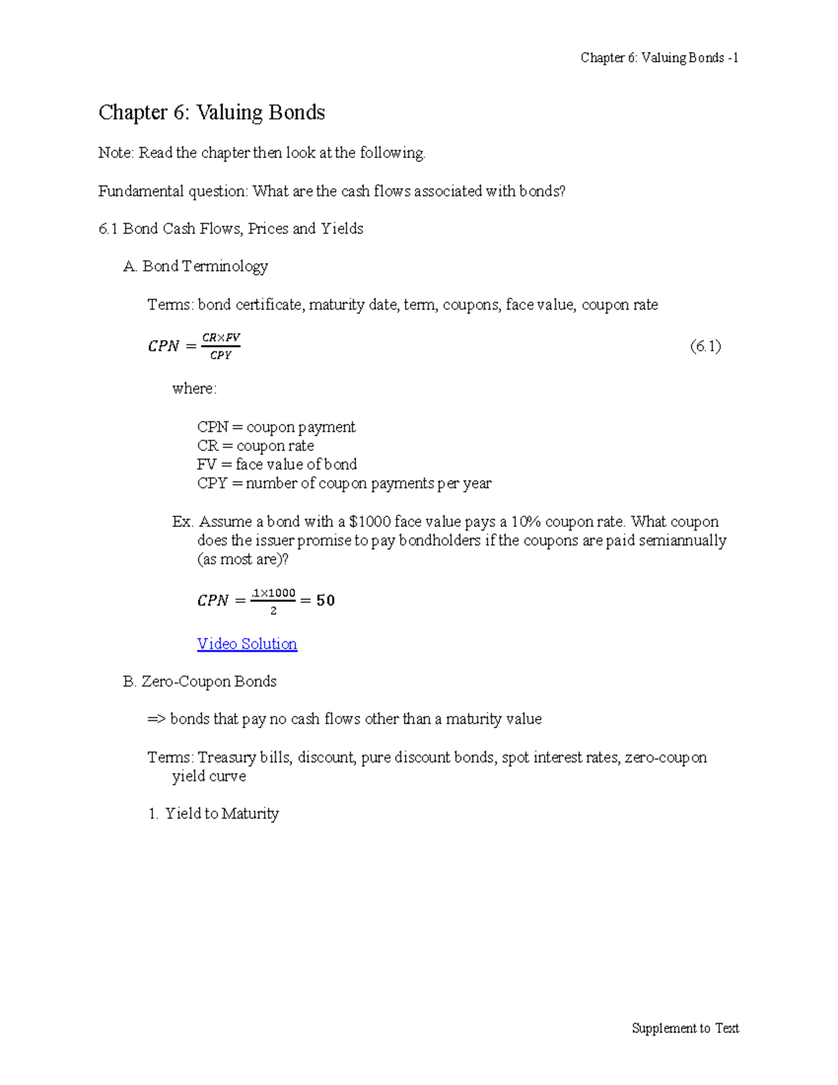 Ch06-5203 - Ch06-5203 - Chapter 6: Valuing Bonds Note: Read the chapter ...