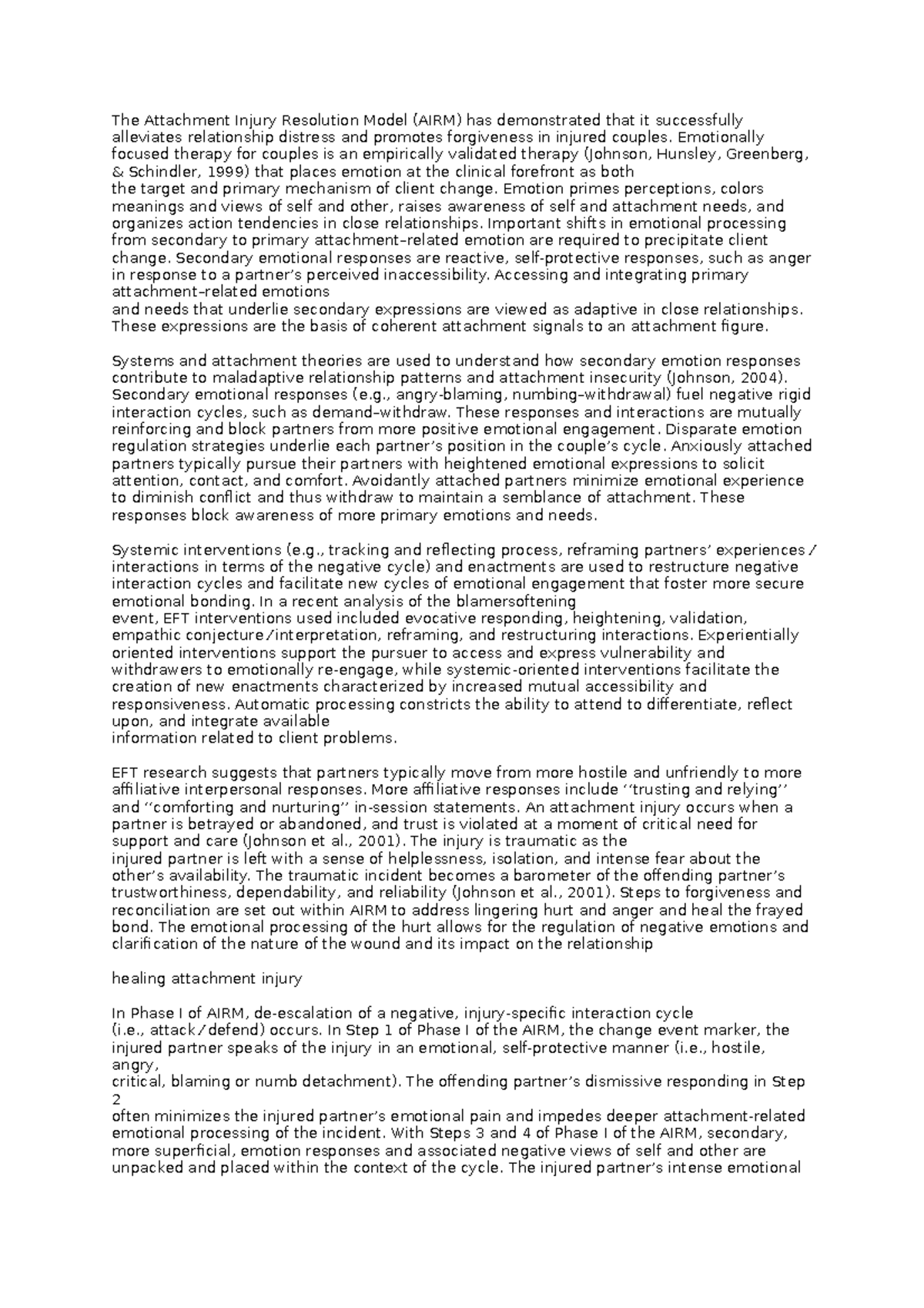 Attachment injuries in attachment therapy The Attachment Injury