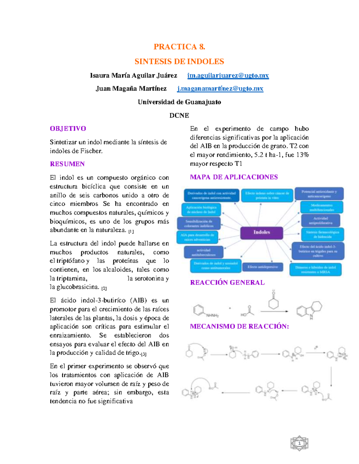 Sintesis de indoles Warning TT undefined function 32 PRACTICA 8