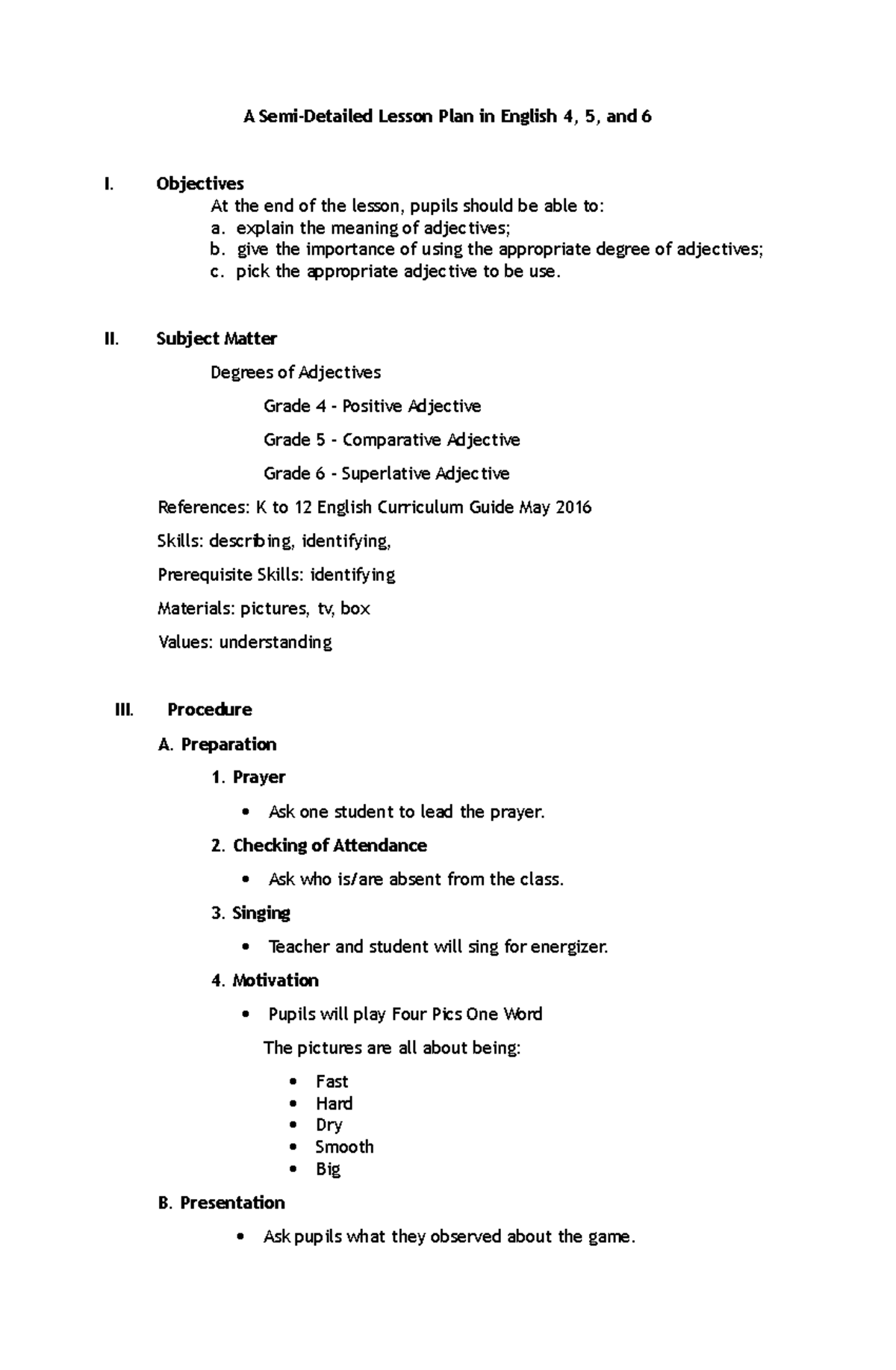 Multigrade-Lp - A Semi-Detailed Lesson Plan In English 4, 5, And 6 I ...