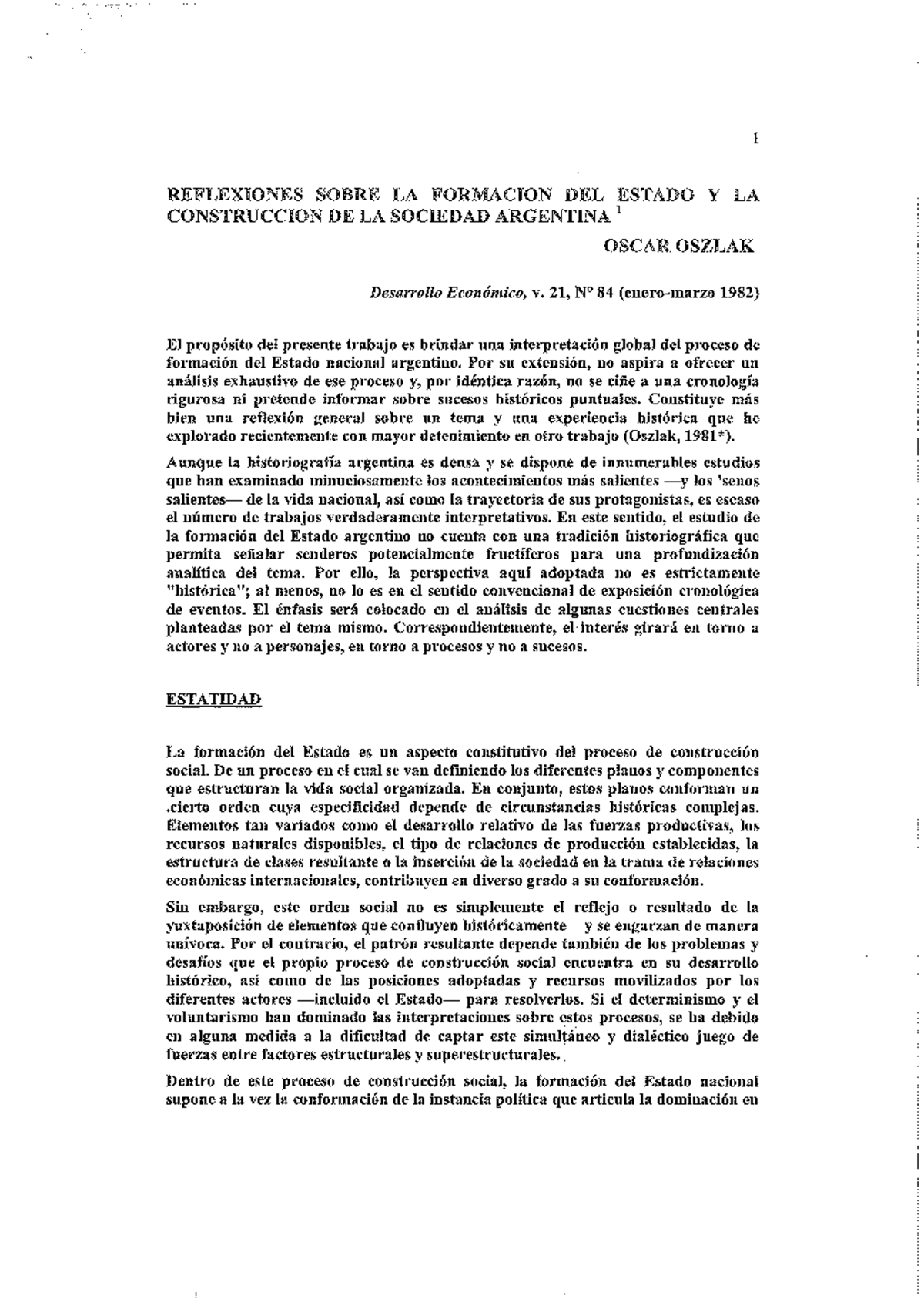 5. Oszlak Reflexiones Sobre La Formación Del Estado Argentino ...