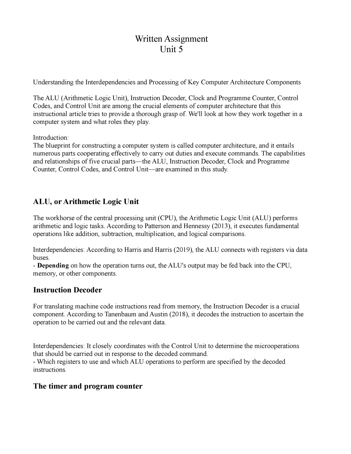 Assignment Unit 5 - Written Assignment Unit 5 Understanding The ...