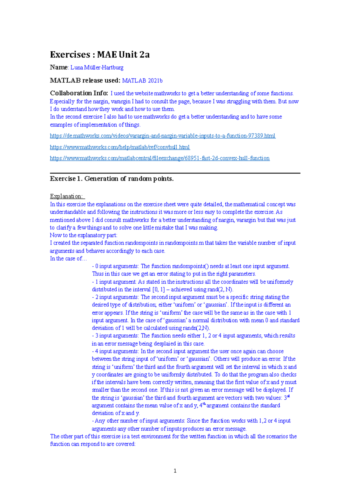 Matlab and it's Applications in Engineering Exercise 2a - Exercises ...