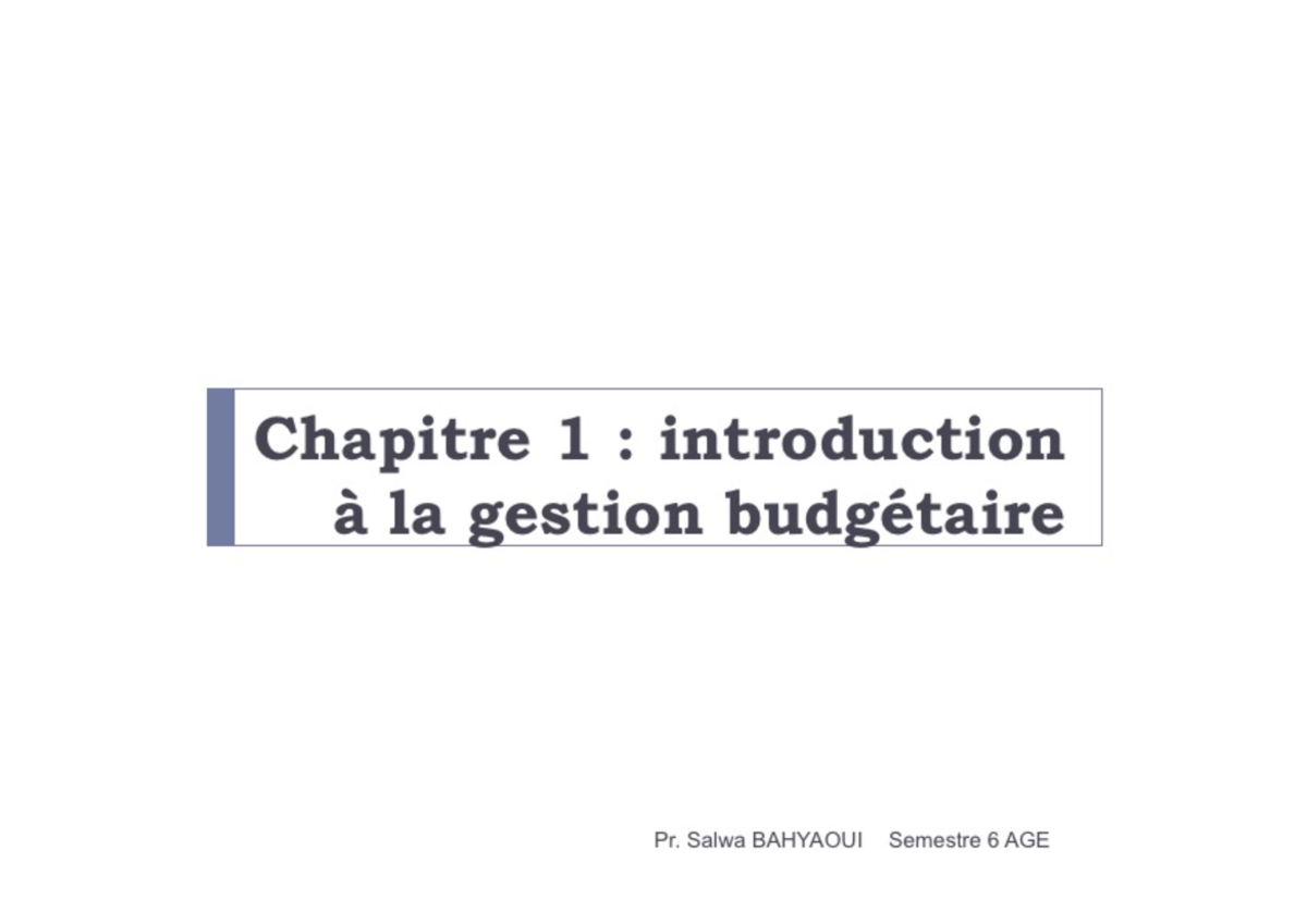 1 introduction à la Gestion budgetaire - Gestion Financière et ...