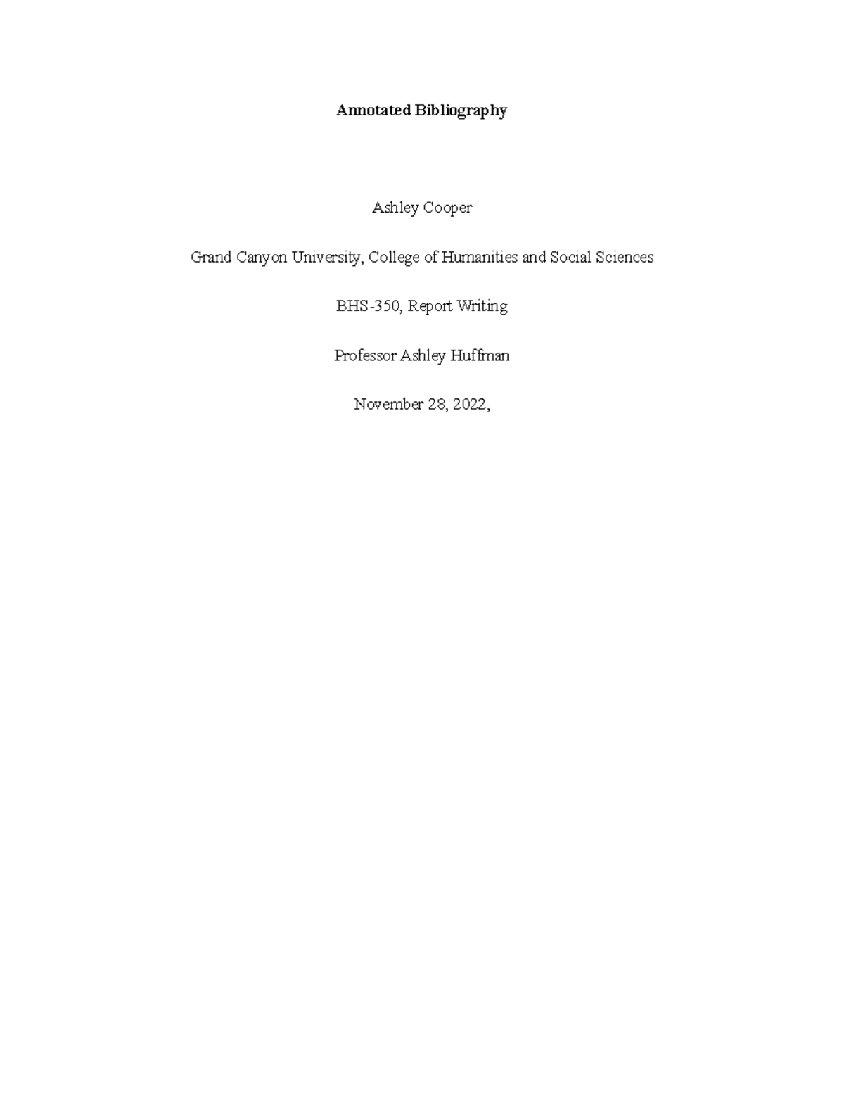 Annotated Bibliography - Annotated Bibliography Ashley Cooper Grand ...