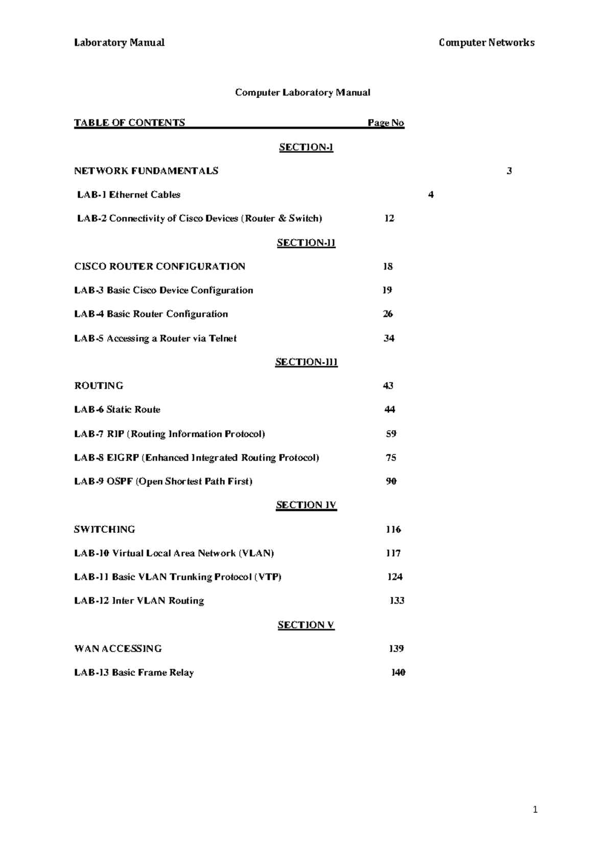 Lab Manual Computer Networks - Computer Laboratory Manual TABLE OF ...