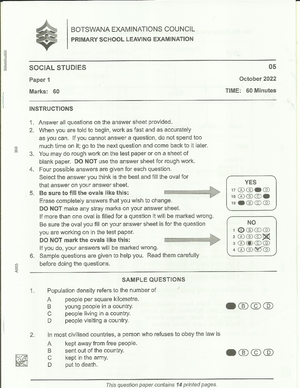 Agriculture-PSLE 2016 - SOTSWANA EXAM I NATION$ COUNCIL ####### PRIMARY ...