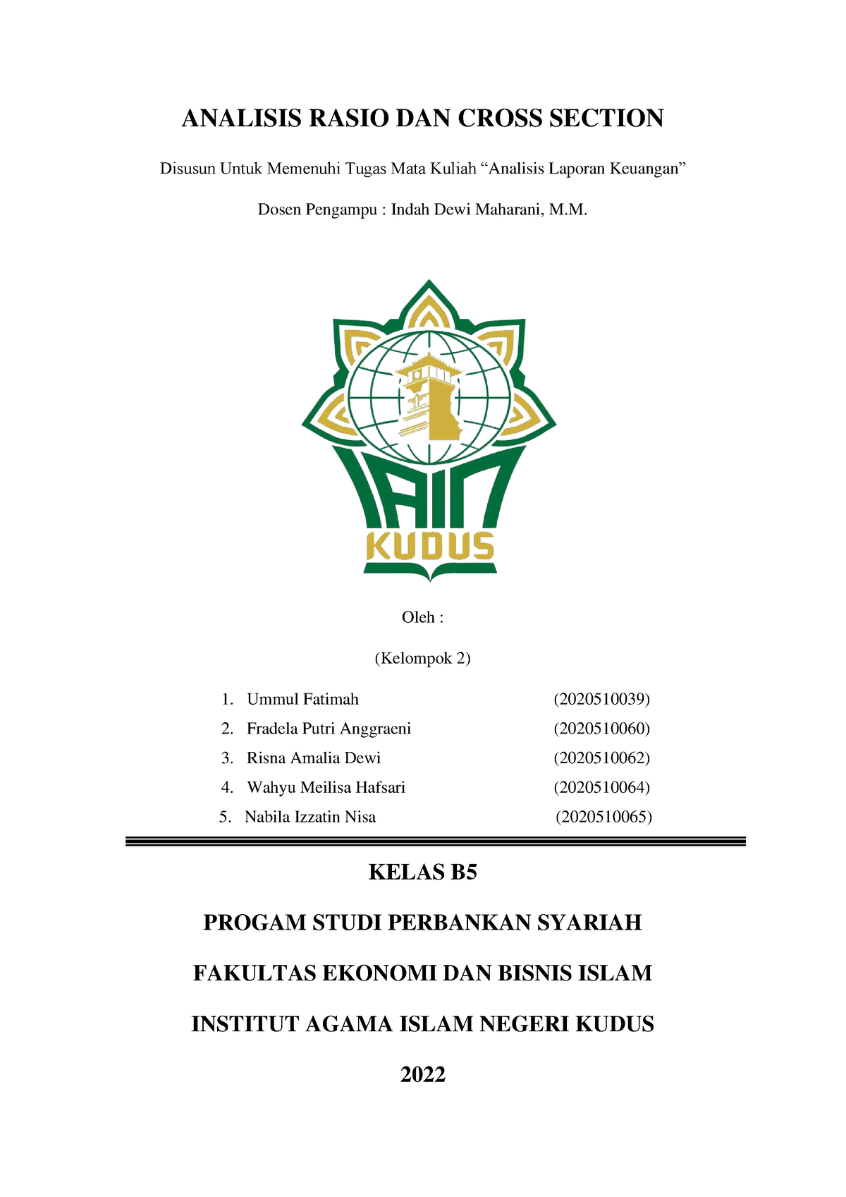 ALK KEL - ANALISIS LAPORAN KEUANGAN - ANALISIS RASIO DAN CROSS SECTION ...