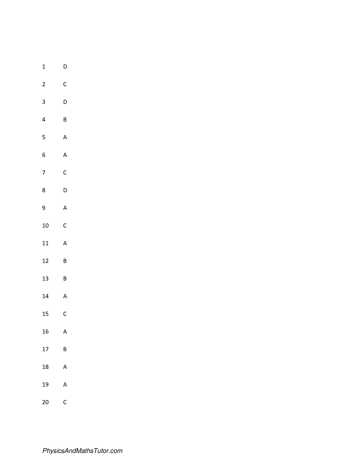 Electric Circuits (Multiple Choice) MS - 1 D 2 C 3 D 4 B 5 A 6 A 7 C 8 ...