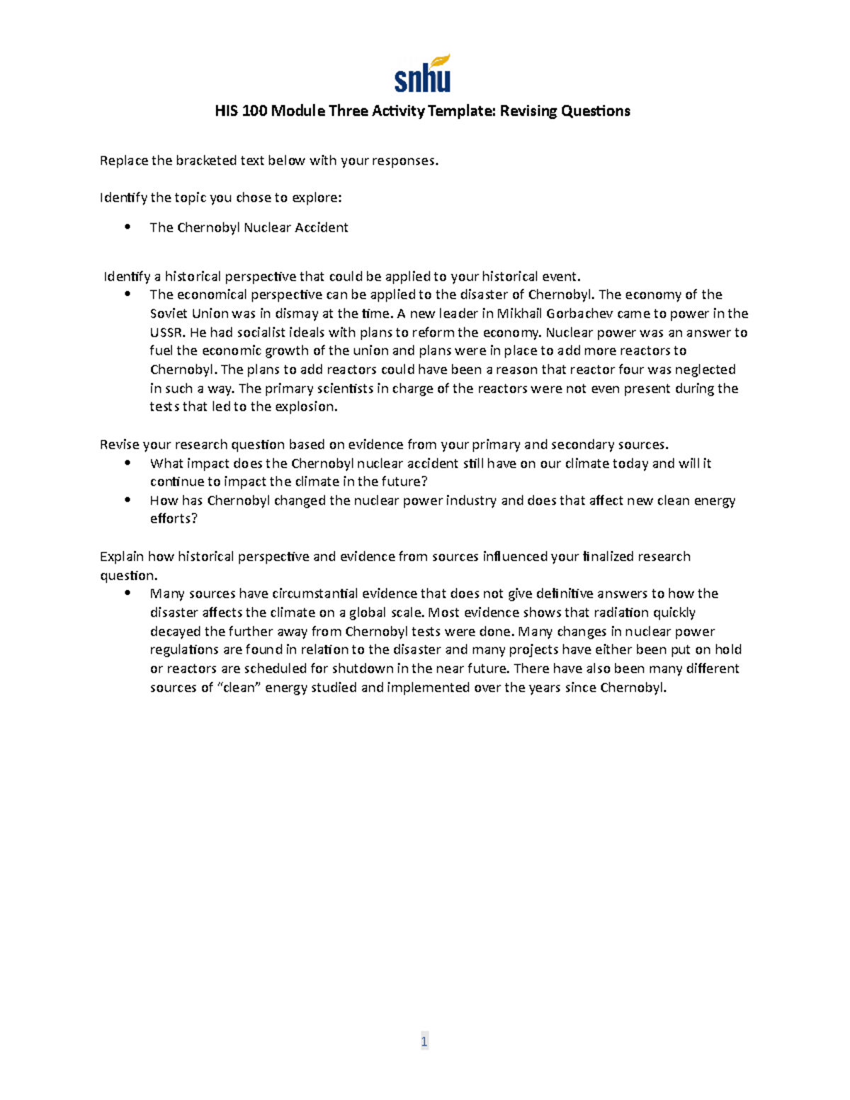 Module Three Activity Revising Questions(BG) - HIS 100 Module Three ...