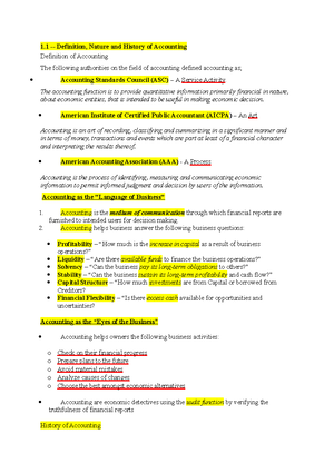 Lecture Notes Limitations of Accounting - Conceptual Framework and ...