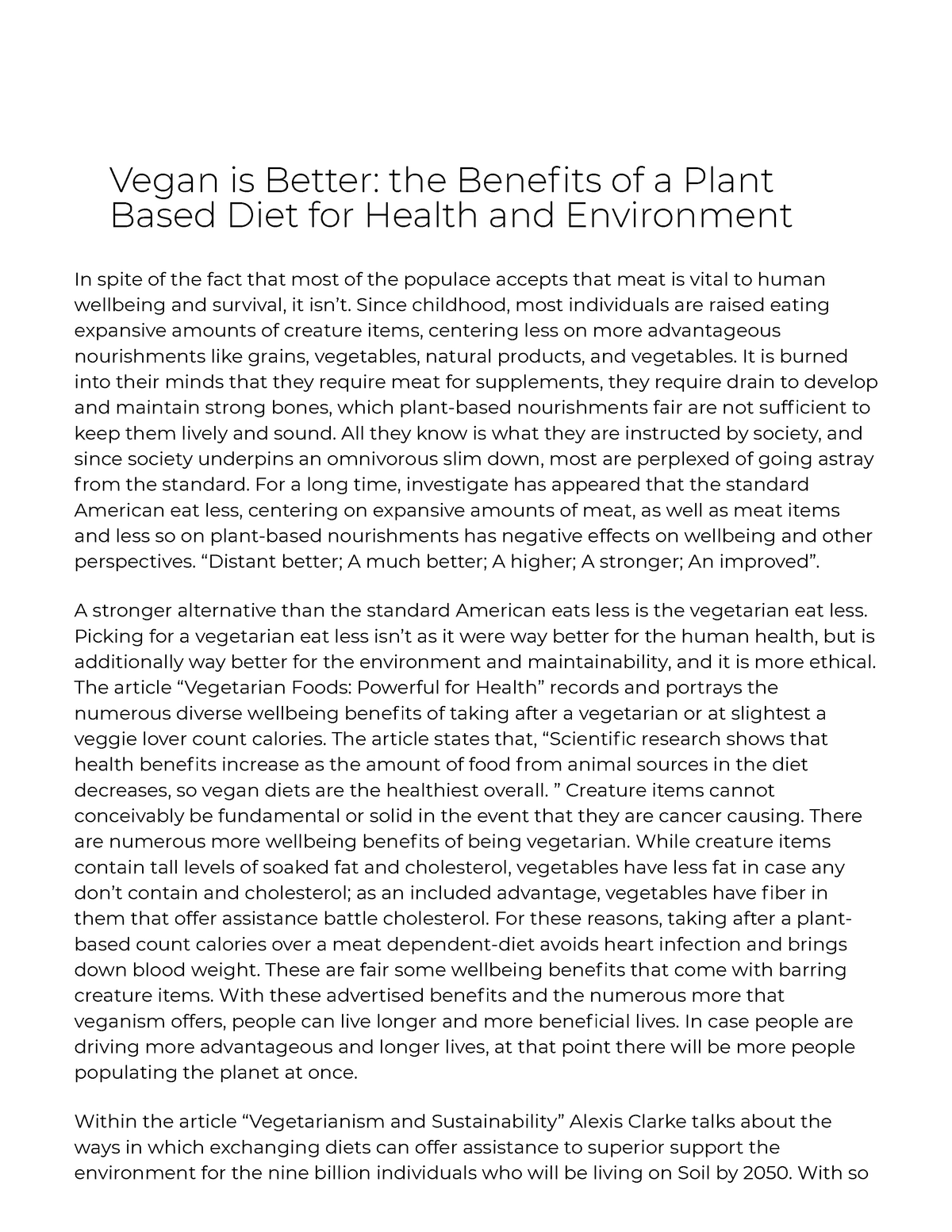 essay about vegan lifestyle