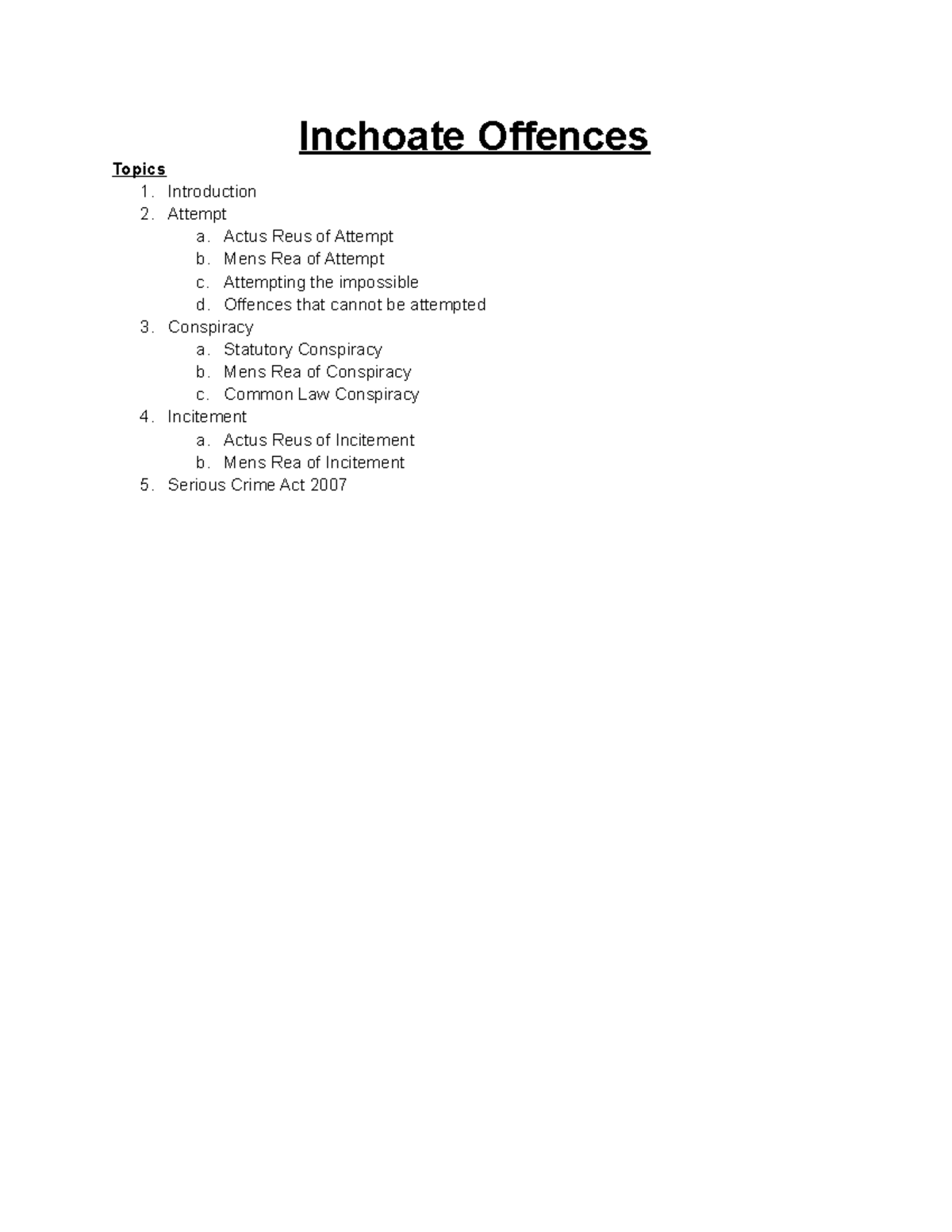 Inchoate Offences - complete document - Inchoate Offences Topics 1 ...
