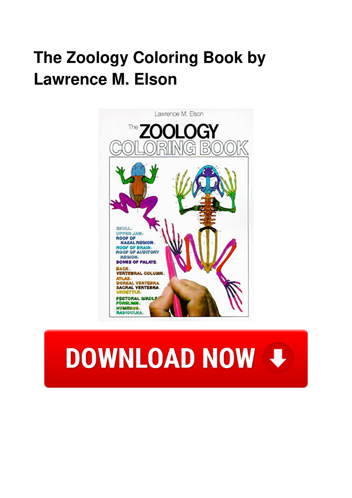 The Zoology Coloring Book by Lawrence M Elson The Zoology Coloring