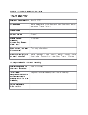 Group Project Tables - Global Buisness (COMM 211) - Edit - PHASE 1 ...