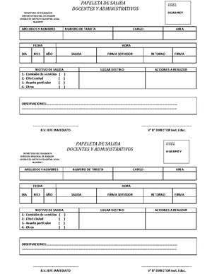 Papeleta DE Salida Docentes Y Administrativos - educación - UTP - Studocu