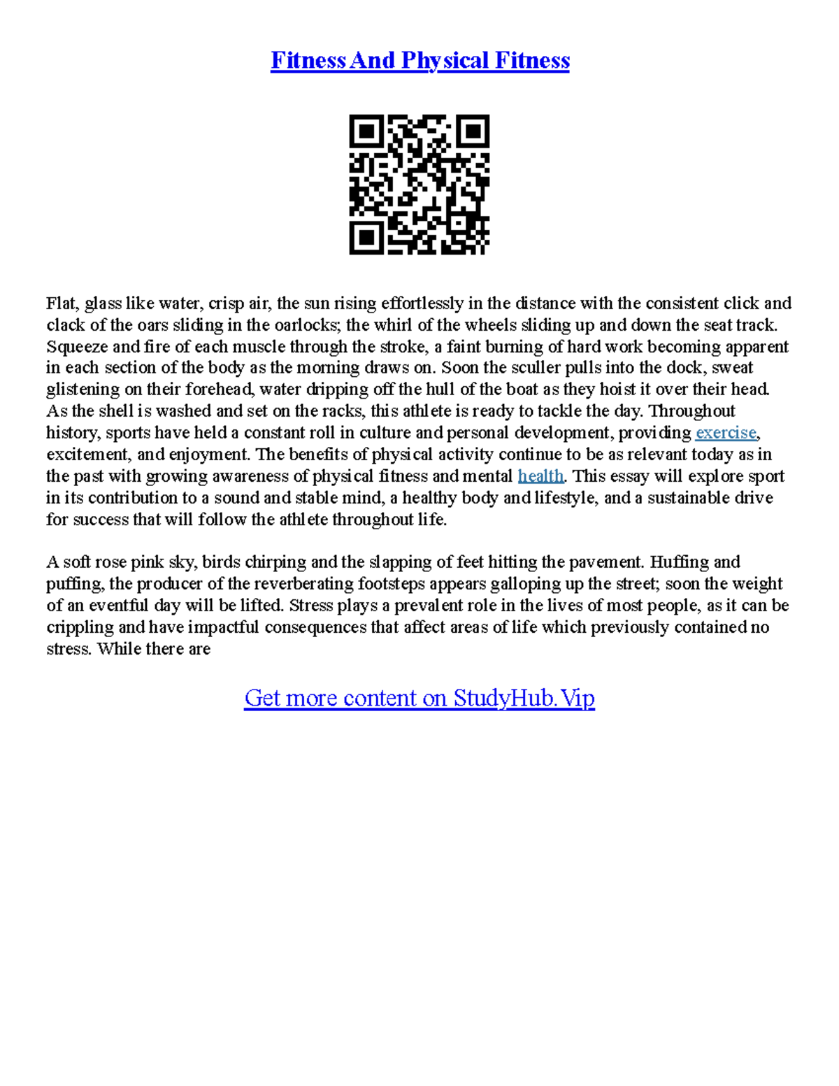 Essay Writing Exercise - Fitness And Physical Fitness Flat, glass like ...