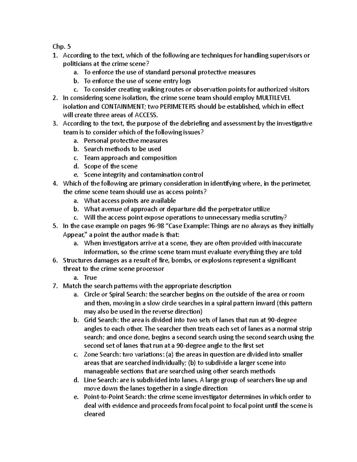 Crime Scenes Test 2 Chp 5 According To The Text Which Of The 