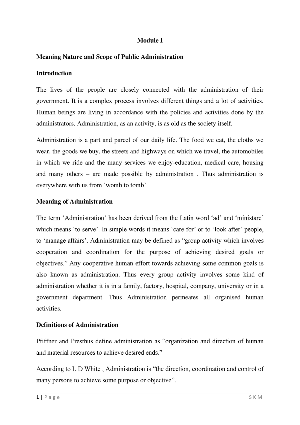 Module I - Meaning Nature Scope Of Public Administration - Module I ...