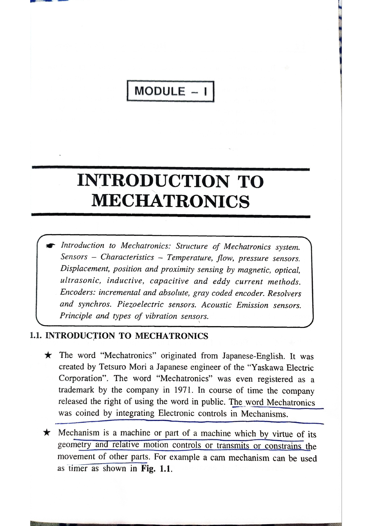 M1 Introduction To Mechatronics - Mechanical Engineering - Studocu