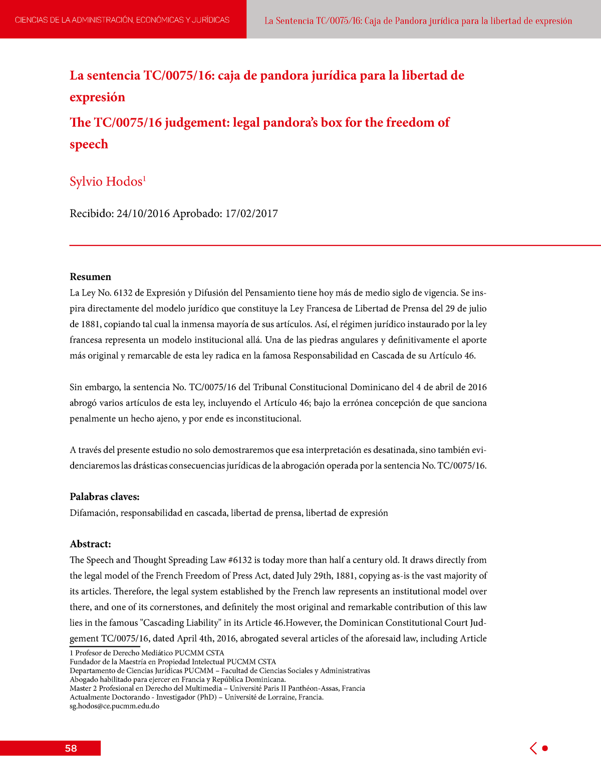 Articulo Sobre La Sentencia TC - La Sentencia TC/0075/16: Caja De ...