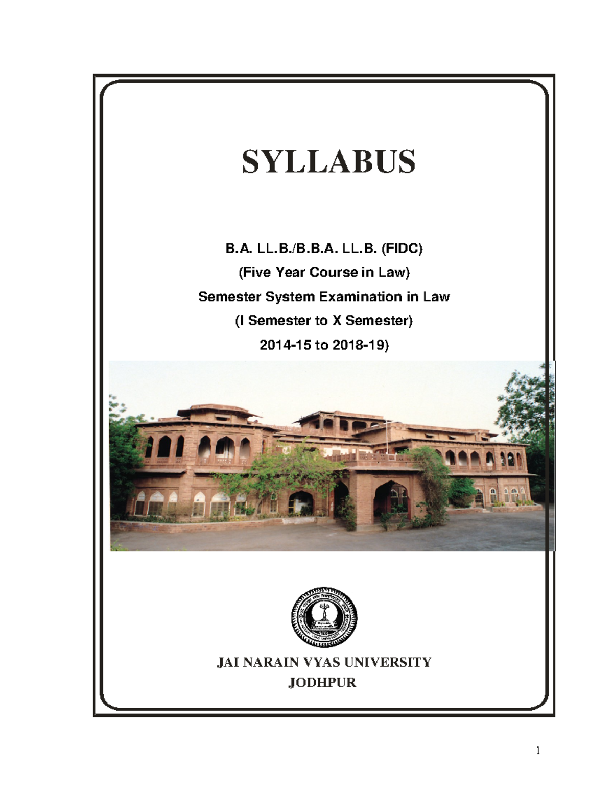 BA-LLB, BBA-LLB & FIDC Five Year ( PDFDrive ) - SYLLABUS B. LL.B./B.B ...