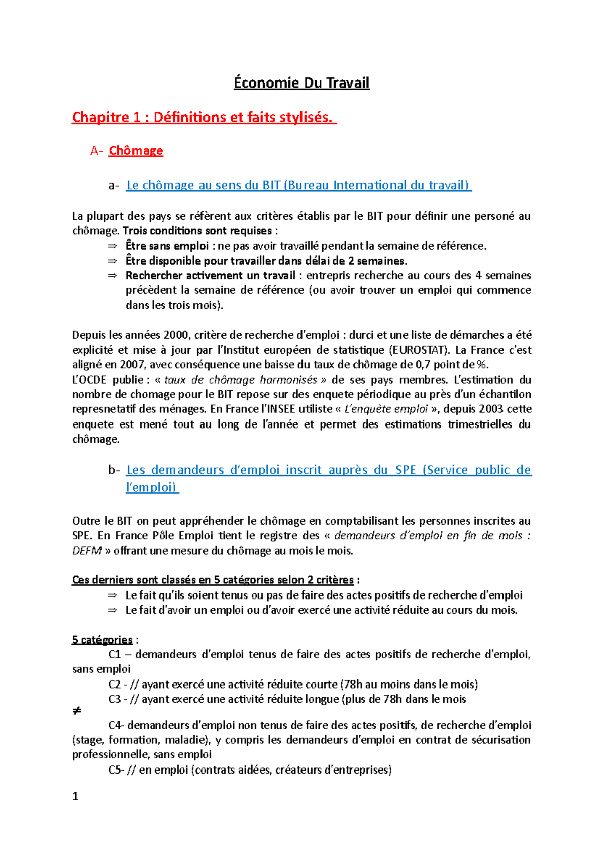 dissertation sur le travail bac economie