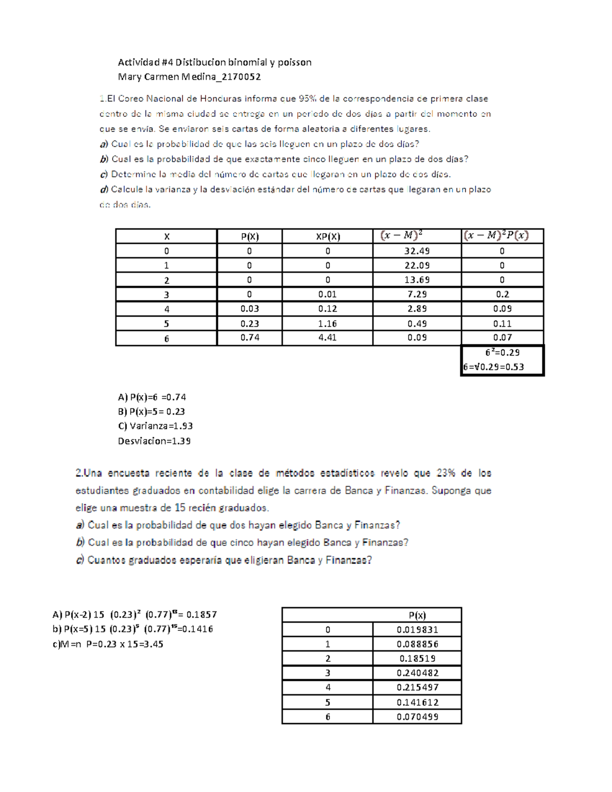 Actividad Distribucion Binomial Y Poisson Mary Medina - Actividad #4 ...