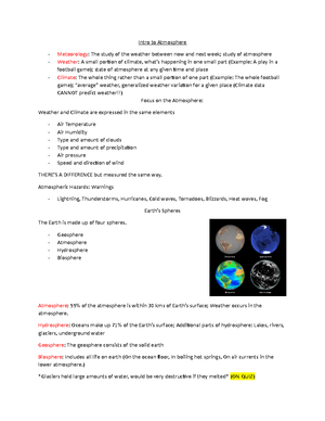 Atmos 1300 Lecture 1 Notes - GEOG 1300 - Studocu