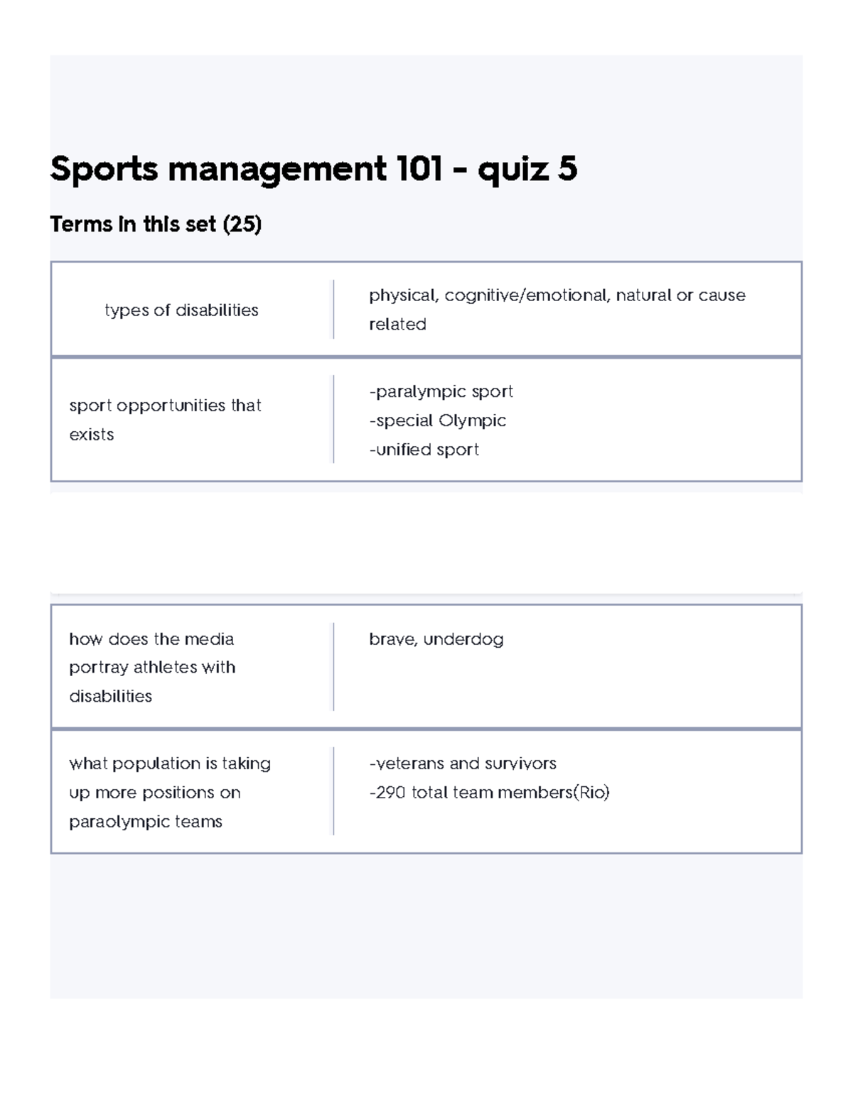 Sports management 101 quiz 5 Flashcards Quizlet Sports management