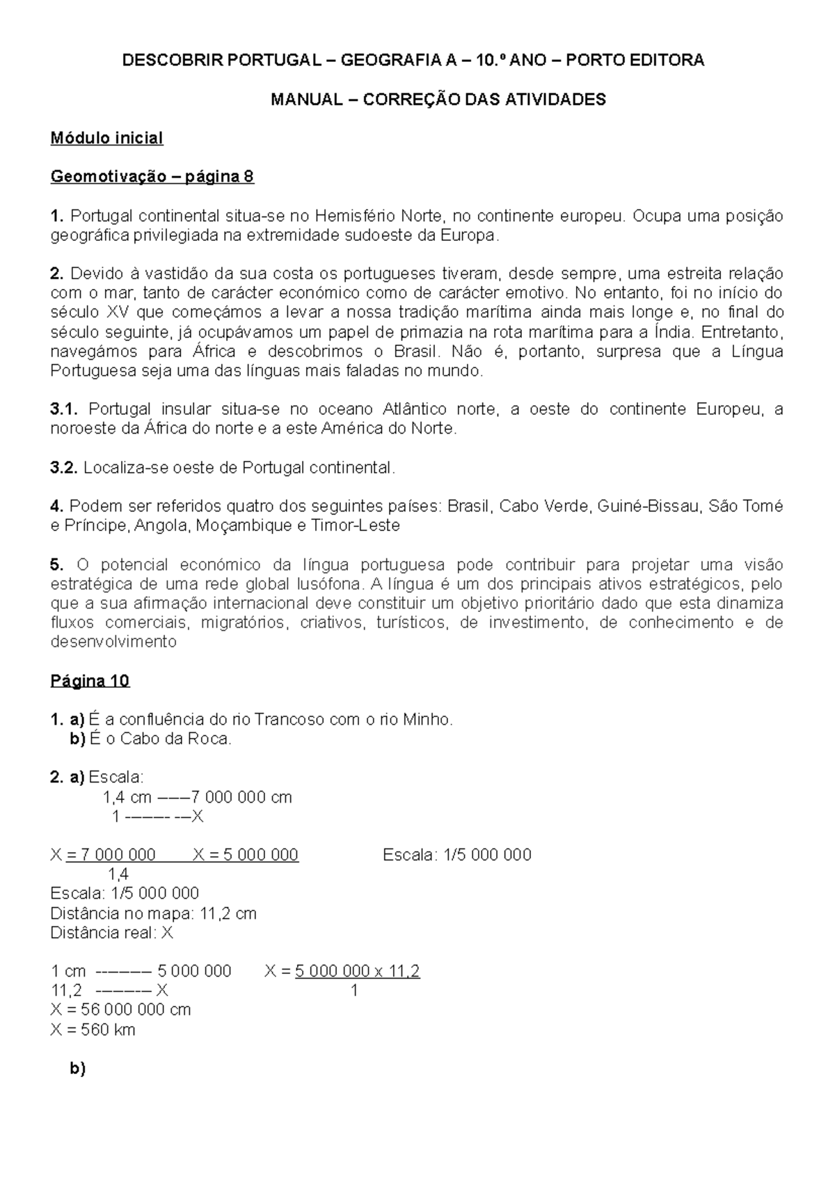 GEOA Manual - Descobrir Portugal 10.Ano (Soluções) - DESCOBRIR PORTUGAL ...