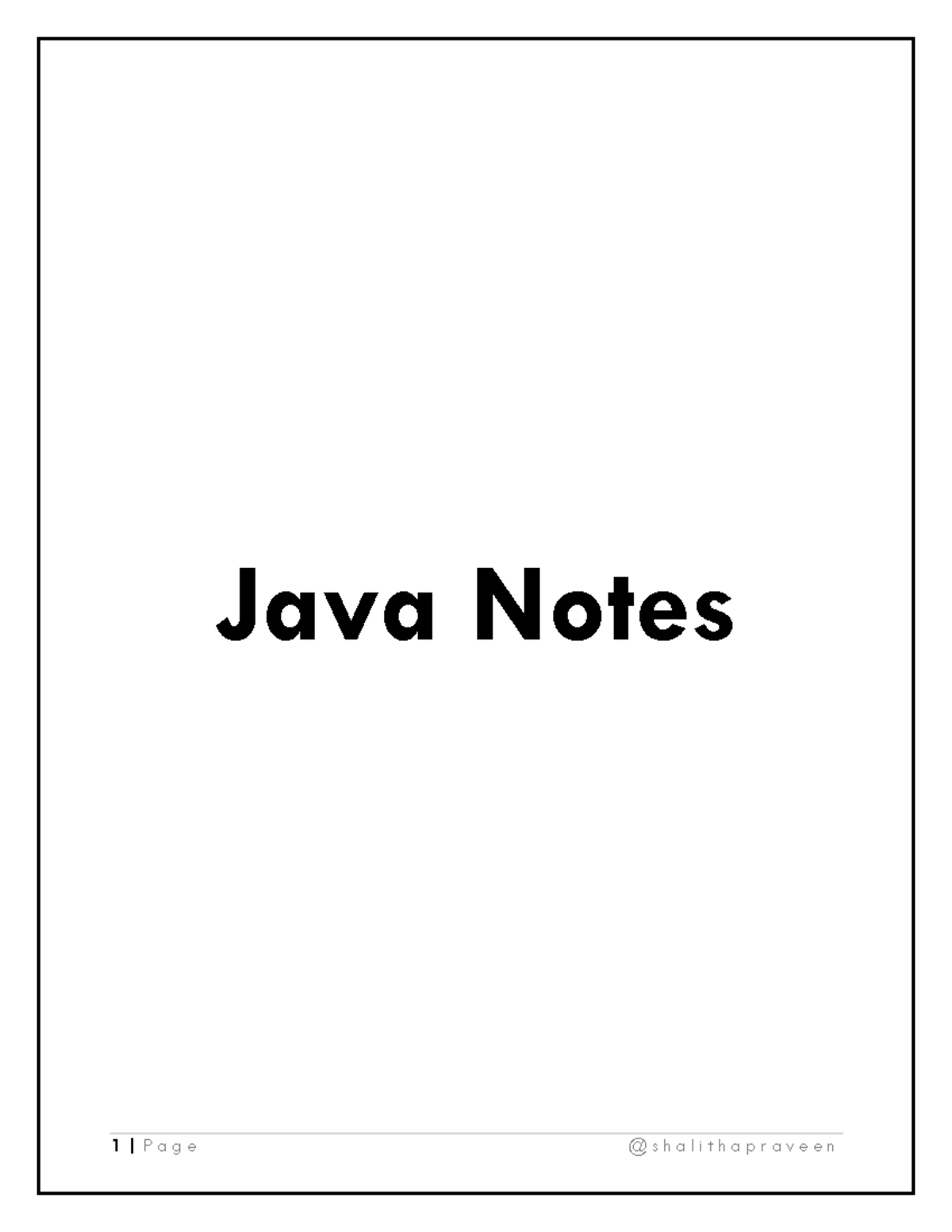 Java Important Notes - Java Notes Table of Contents Table of Contents 1 ...