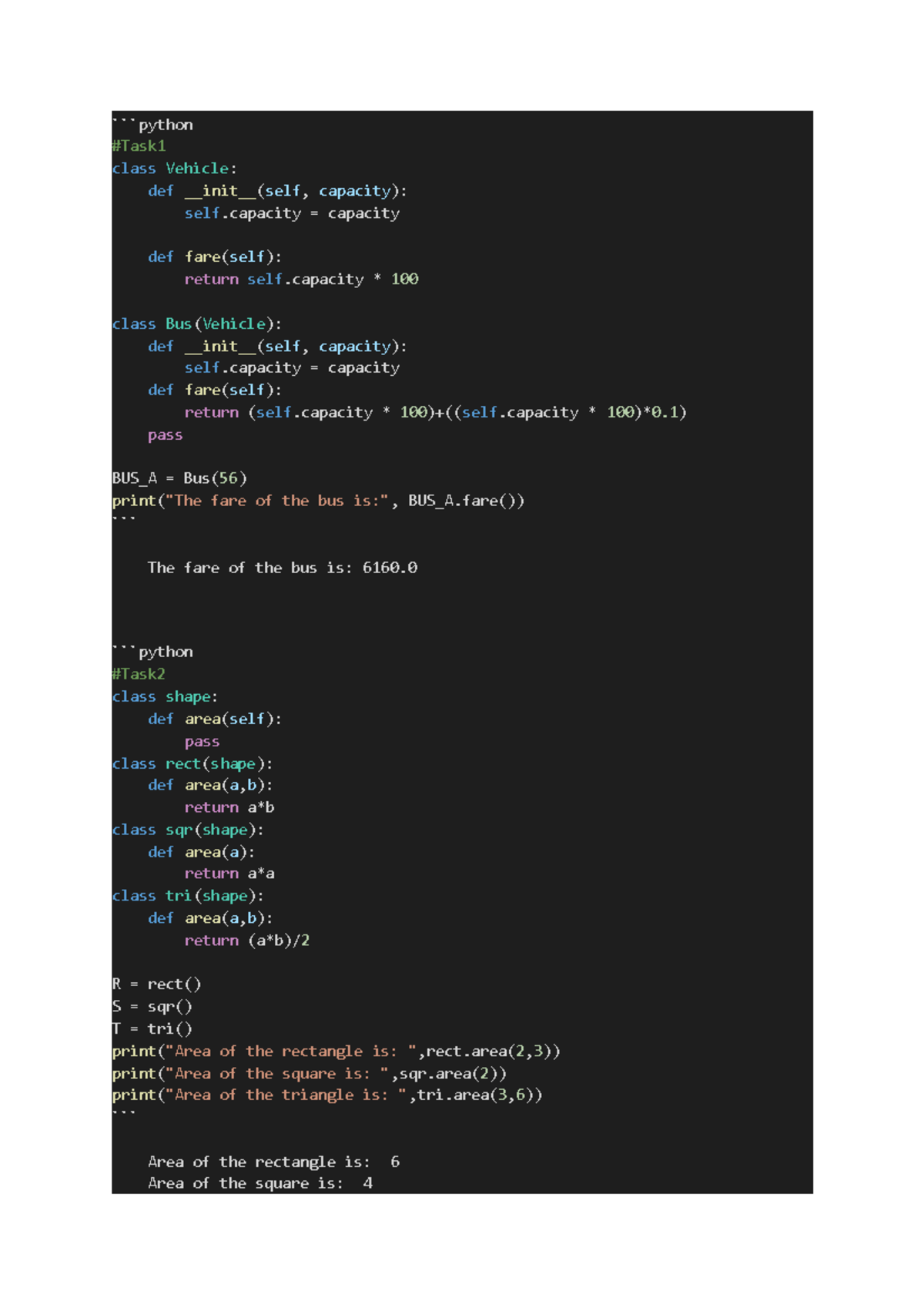 21K-3011 Lab5 - defined clearly - #Task class Vehicle: def __init__ ...