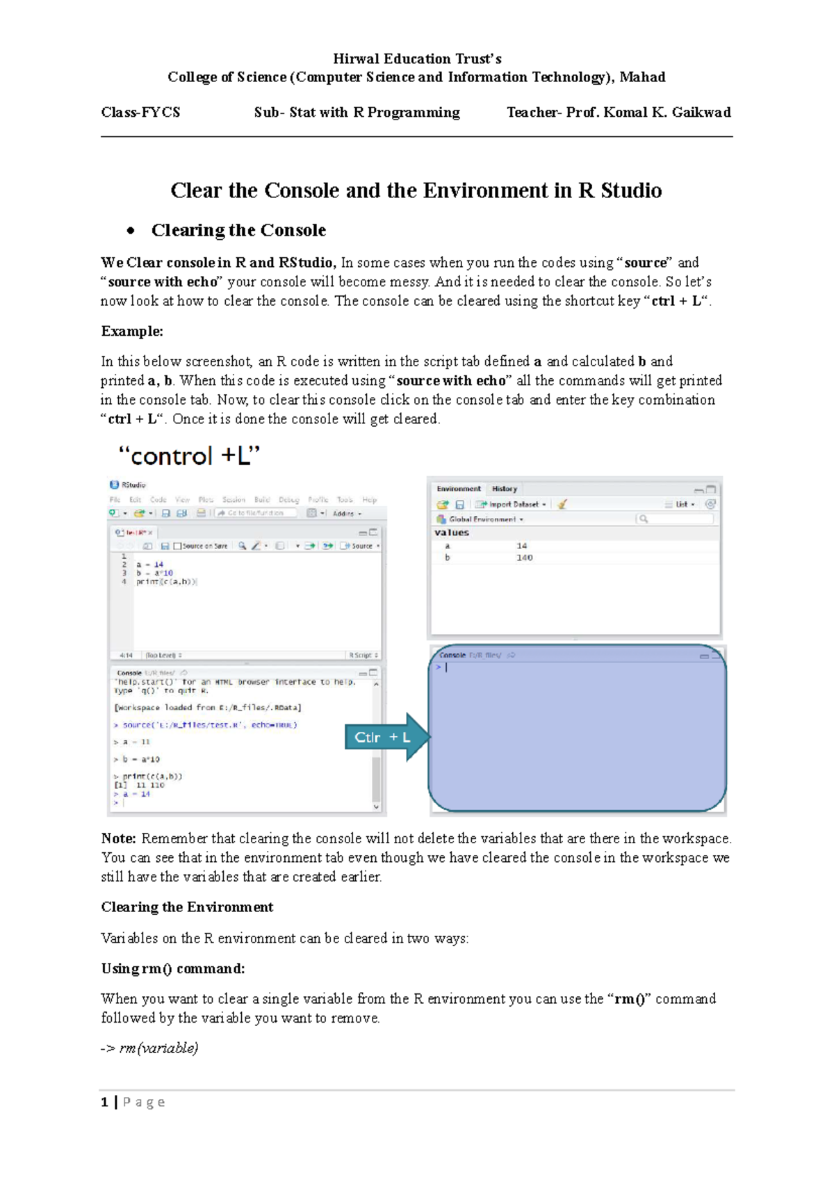 3. Stat with R Programming -Clear the Console and the Environment in R ...