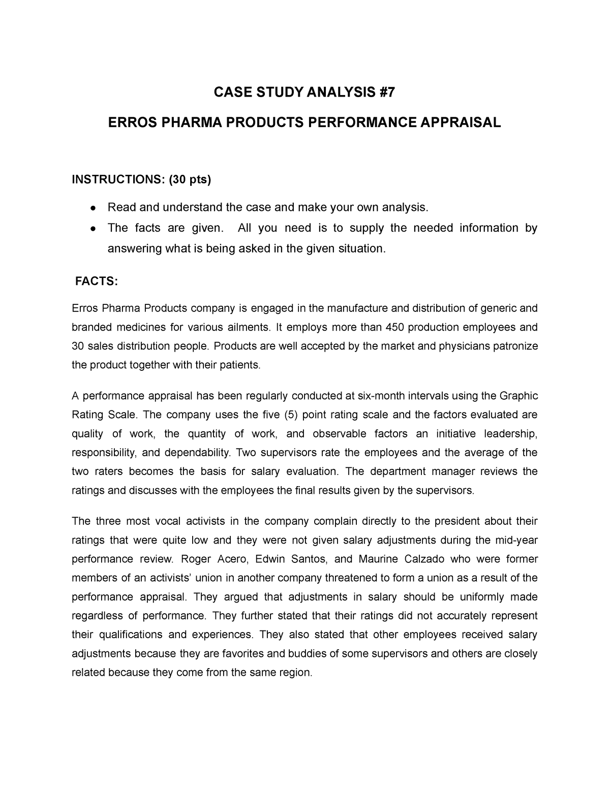 case study 8 errors pharma products performance appraisal