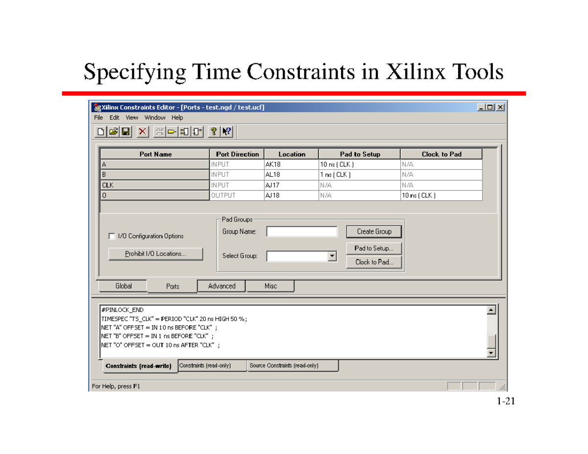 Digital Electronics 2133 Specifying Time Constraints in Xilinx Tools